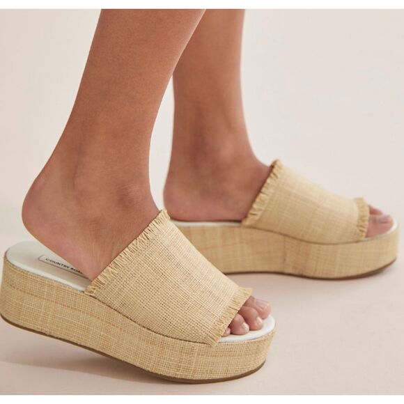 Country Road Shoes - Country Road Fiona Flatform Rafia Platform Sandals Sz EU 38 Brown Beachy Resort